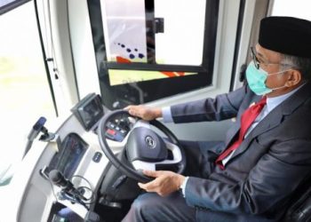 Gubernur Aceh Uji Coba Bus Listrik Transkoetaradja