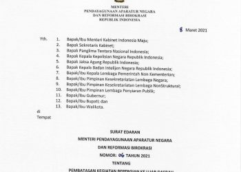 ASN Dilarang Bepergian Ke Luar Daerah Saat Libur Isra Mikraj dan Nyepi 2021