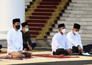 Presiden Joko Widodo Salat Id  Hari Raya Idulfitri 1442 Hijriah di Istana Kepresidenan Bogor