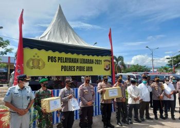 Polda Aceh Berkunjung ke Pos Pelayanan Lebaran Pidie Jaya