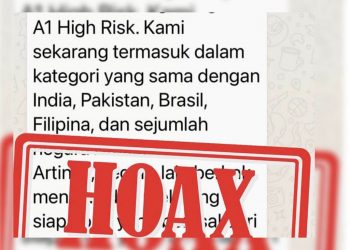 Hoax, Status COVID-19 di Indonesia  Masuk Kategori A1 High Risk dari WHO
