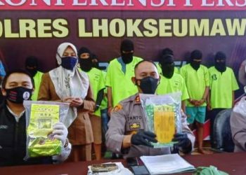 10 Orang Tersangka dan 4,4 Kg Sabu Diamankan Polres Lhoksemawe