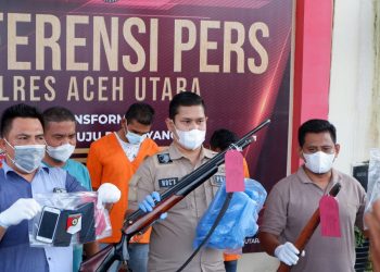 Polres Aceh Utara Gelar Konferensi pers Pasca Penangkapan Pelaku Penembakan Di Nibong