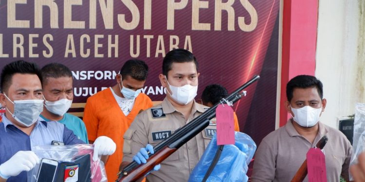 Polres Aceh Utara Gelar Konferensi pers Pasca Penangkapan Pelaku Penembakan Di Nibong