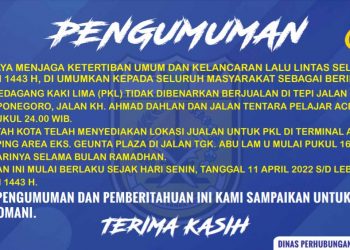 Dishub Imbau PKL Tidak Berjualan di Sepanjang Jalan Diponegoro