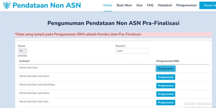 BKN Keluarkan Pengumuman Hasil Pendataan Non ASN Pra-Finalisasi