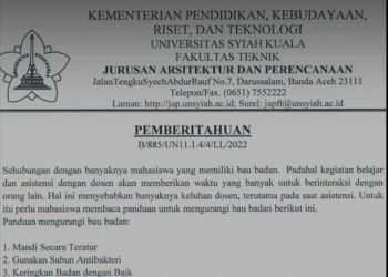 Terasa Nyeleneh, Jurusan Arsitek USK Keluarkan Panduan Cara Mengatasi Masalah BB untuk Mahasiswa