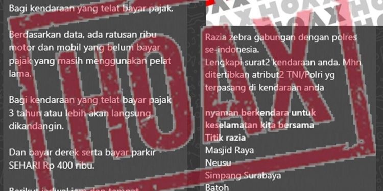Polisi Pastikan Pesan WhatsApp Terkait Jadwal dan Lokasi Razia STNK adalah Hoaks