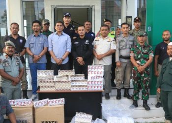 Satpol PP dan WH Aceh Bersama Bea Cukai Sita 1.500 Bungkus Rokok Ilegal di Pijay