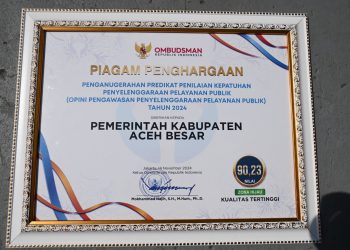 Aceh Besar Raih Predikat Kepatuhan Pelayanan Publik 2024