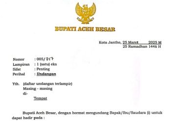 Kadis Syariat Islam Aceh Besar Minta Maaf Terkait Salah Penulisan Tanggal Undangan Pawai Takbir