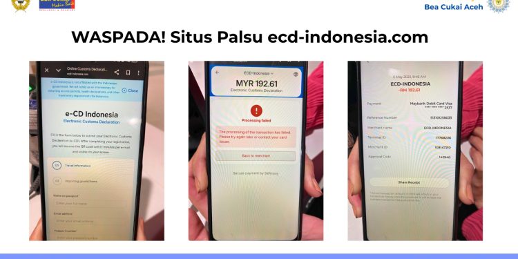Waspada Penipuan! Bea Cukai Aceh Ungkap Situs Palsu ecd-indonesia.com Rugikan Pelancong