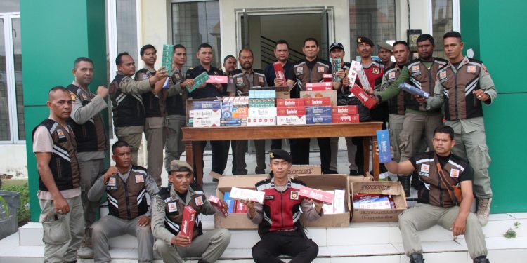 Bea Cukai Banda Aceh Bersama Satpol PP dan WH Kabupaten Pidie Jaya Gelar Operasi Rokok Ilegal