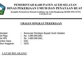 Dinas PUPR Aceh Selatan Lelang Renovasi Pendopo Bupati dan Wakil Bupati Senilai Rp2,22 Miliar
