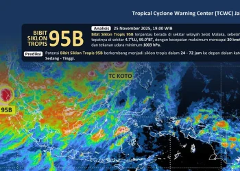 BMKG Peringatkan Cuaca Ekstrem Akibat Bibit Siklon Tropis 95B di Perairan Timur Aceh