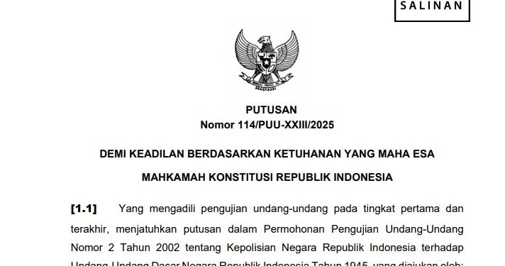 MK Cabut Frasa “Penugasan Kapolri”, Polisi Aktif Wajib Mundur Jika Ingin Jadi Pejabat Sipil