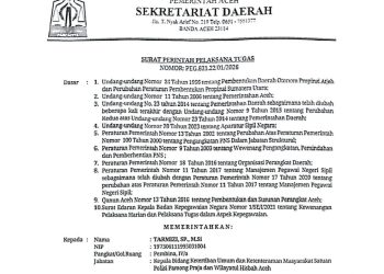 Tarmizi Resmi Ditunjuk sebagai Plt Kasatpol PP dan WH Aceh