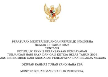 Pemerintah Terbitkan Juknis Pembayaran THR dan Gaji ke-13 Tahun 2026