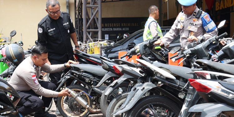 Polresta Banda Aceh Sita 80 Motor Knalpot Brong, Balap Liar Jadi Sasaran Utama