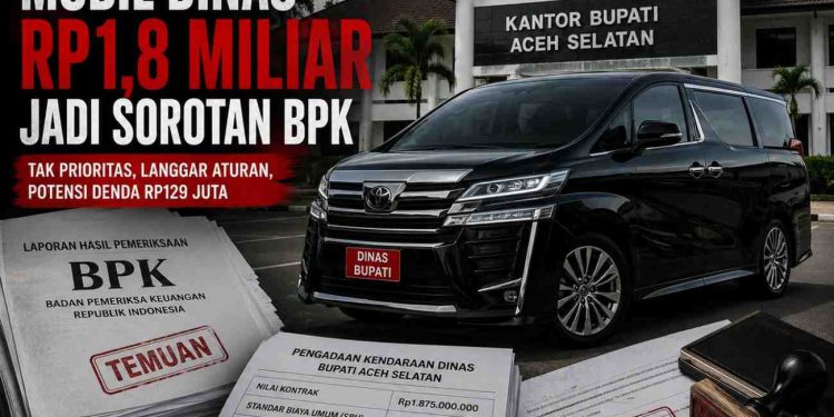 BPK Sorot Mobil Dinas Rp1,87 Miliar untuk Bupati Aceh Selatan, Dinilai Tak Prioritas dan Langgar Ketentuan