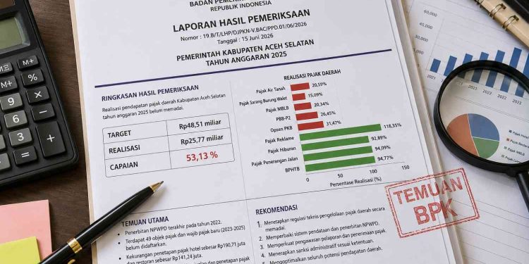 BPK Sorot Pajak Daerah Aceh Selatan, Target Rp48,5 Miliar Hanya Tercapai 53 Persen